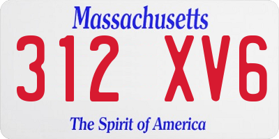 MA license plate 312XV6
