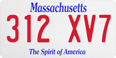 MA license plate 312XV7