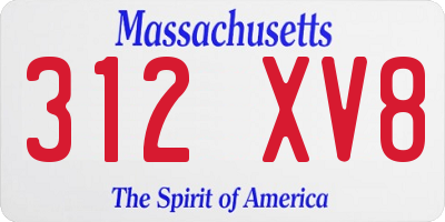 MA license plate 312XV8