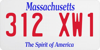 MA license plate 312XW1