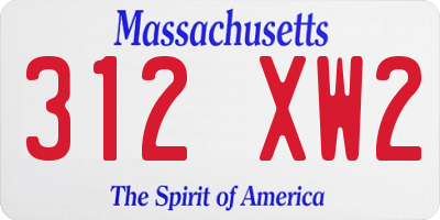 MA license plate 312XW2