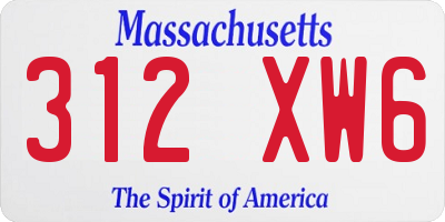 MA license plate 312XW6