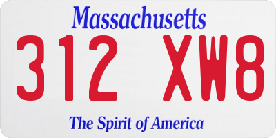 MA license plate 312XW8