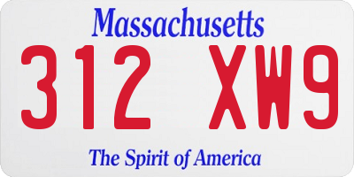 MA license plate 312XW9