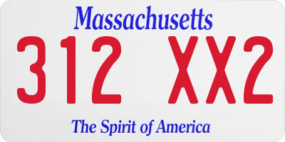 MA license plate 312XX2