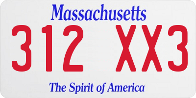 MA license plate 312XX3
