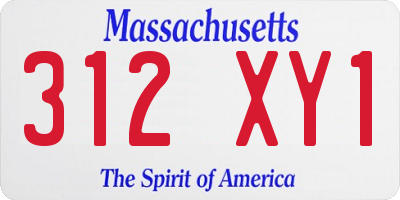 MA license plate 312XY1