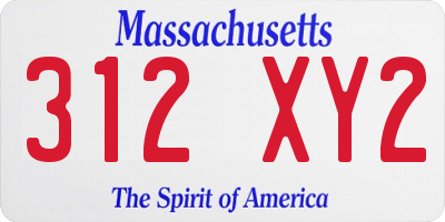 MA license plate 312XY2
