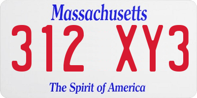 MA license plate 312XY3