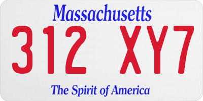 MA license plate 312XY7