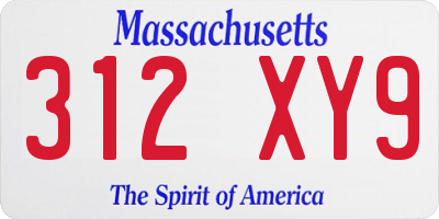 MA license plate 312XY9