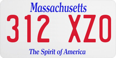 MA license plate 312XZ0