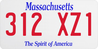MA license plate 312XZ1