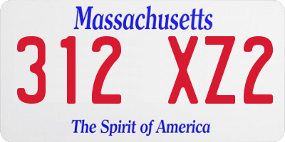 MA license plate 312XZ2