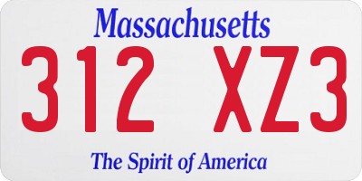 MA license plate 312XZ3
