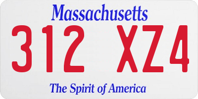 MA license plate 312XZ4