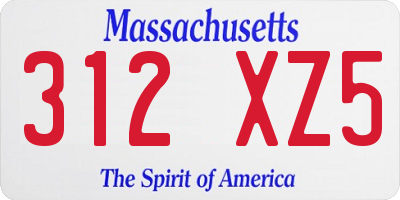 MA license plate 312XZ5