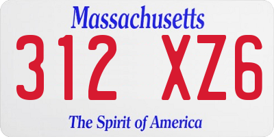 MA license plate 312XZ6