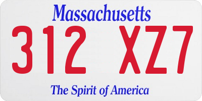 MA license plate 312XZ7