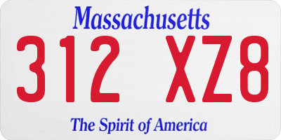 MA license plate 312XZ8