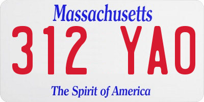 MA license plate 312YA0