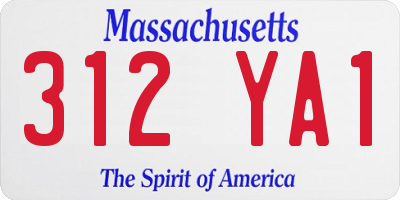 MA license plate 312YA1