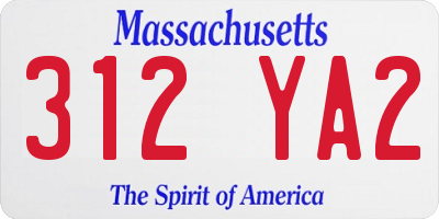 MA license plate 312YA2