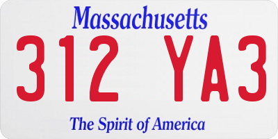 MA license plate 312YA3