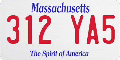 MA license plate 312YA5
