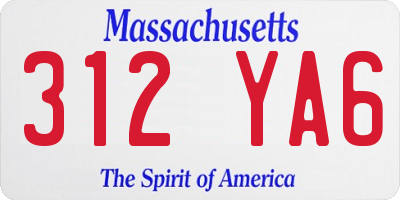 MA license plate 312YA6