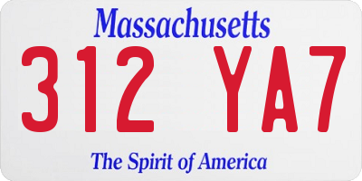 MA license plate 312YA7