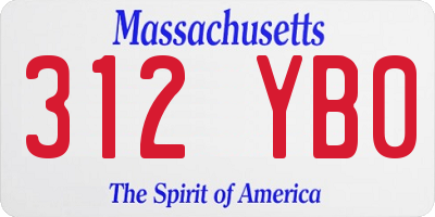 MA license plate 312YB0