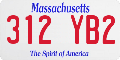 MA license plate 312YB2