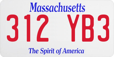 MA license plate 312YB3