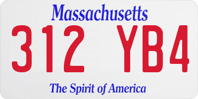 MA license plate 312YB4