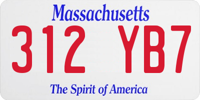 MA license plate 312YB7
