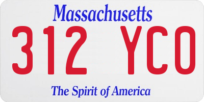 MA license plate 312YC0