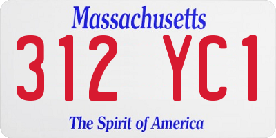 MA license plate 312YC1