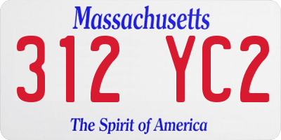 MA license plate 312YC2
