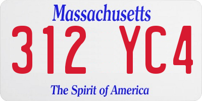 MA license plate 312YC4