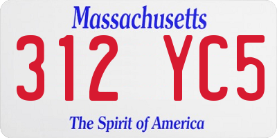 MA license plate 312YC5