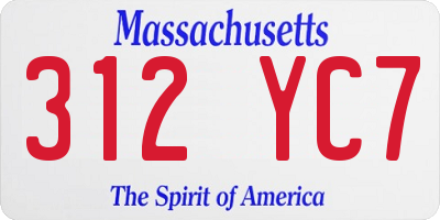MA license plate 312YC7
