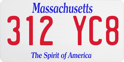 MA license plate 312YC8