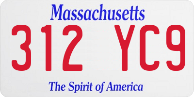 MA license plate 312YC9