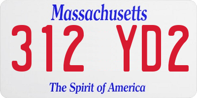 MA license plate 312YD2