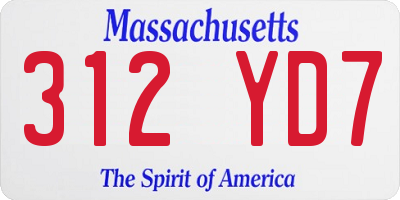 MA license plate 312YD7