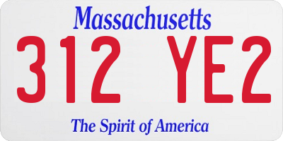 MA license plate 312YE2
