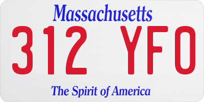 MA license plate 312YF0
