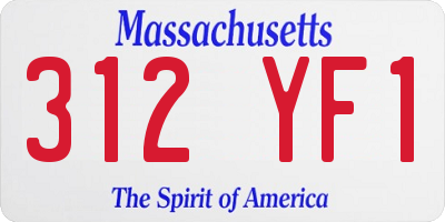 MA license plate 312YF1