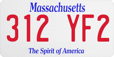 MA license plate 312YF2